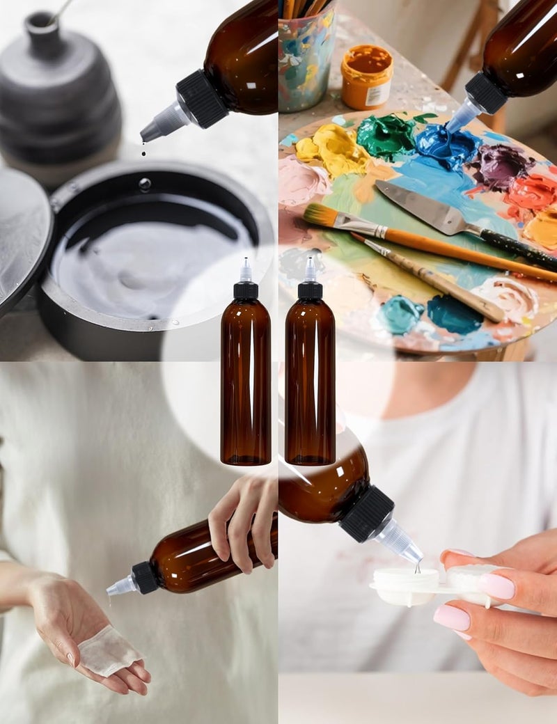 EOSAU 2 Pcs 8oz Amber Plastic Squeeze Bottles with Twist Top Cap, 250ml Clear Dispensing Bottles, Empty Squirt Bottle for Liquids, Sauces, Arts, Crafts, Travel - Image 3